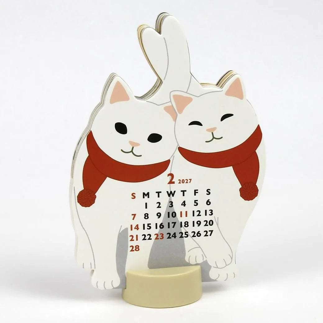 2027 Desk Calendar - Animal Die-Cut Mini - Twin Cats