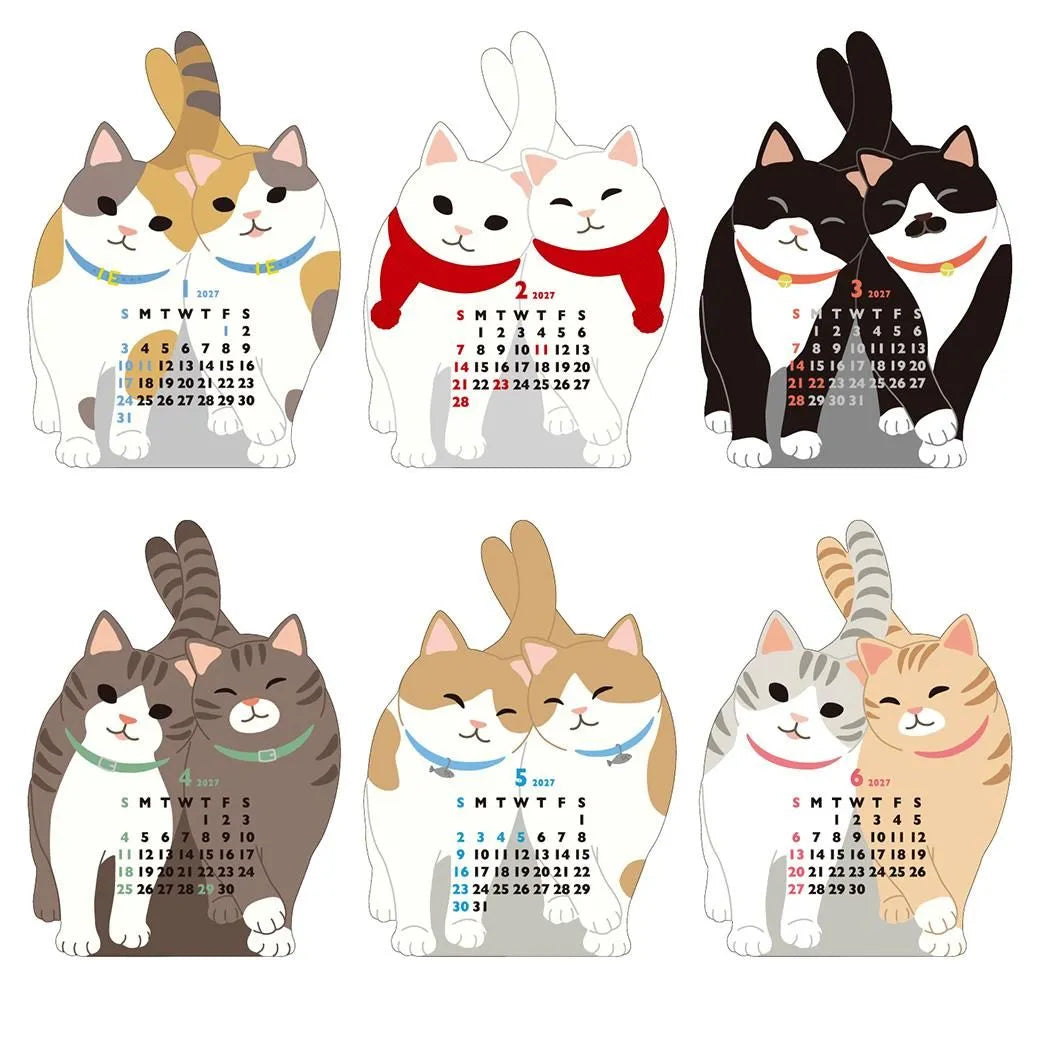 2027 Desk Calendar - Animal Die-Cut Mini - Twin Cats