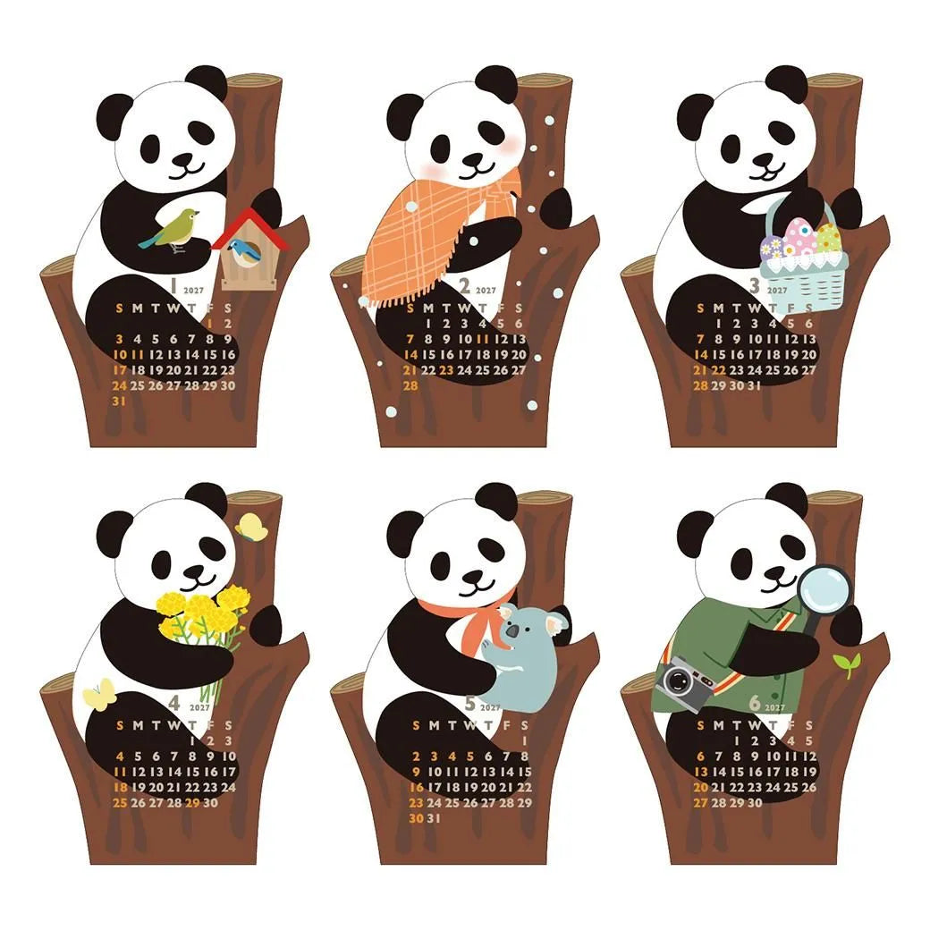 2027 Desk Calendar - Animal Die-Cut Mini - Mini Panda