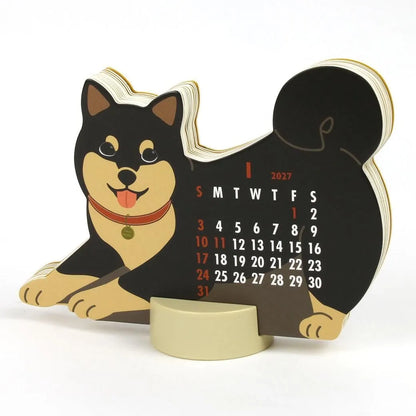 2027 Desk Calendar - Animal Die-Cut - Japanese Dog