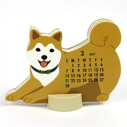 2027 Desk Calendar - Animal Die-Cut - Japanese Dog