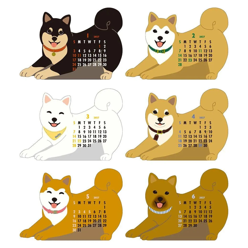 2027 Desk Calendar - Animal Die-Cut - Japanese Dog