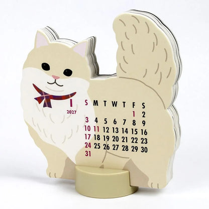 2027 Desk Calendar - Animal Die-Cut - Munchkin Cat
