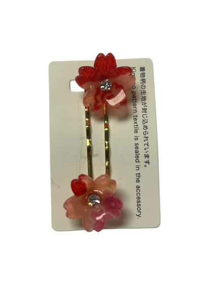 Set of 2 Hair Accessories Acrylic Hairpin Set Red