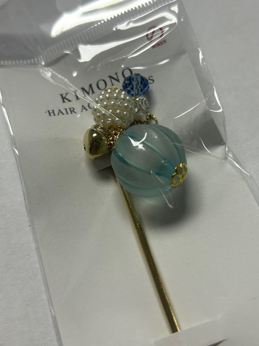 Noren Hair Pin, Bubble Ball, Hair Accessory Blue