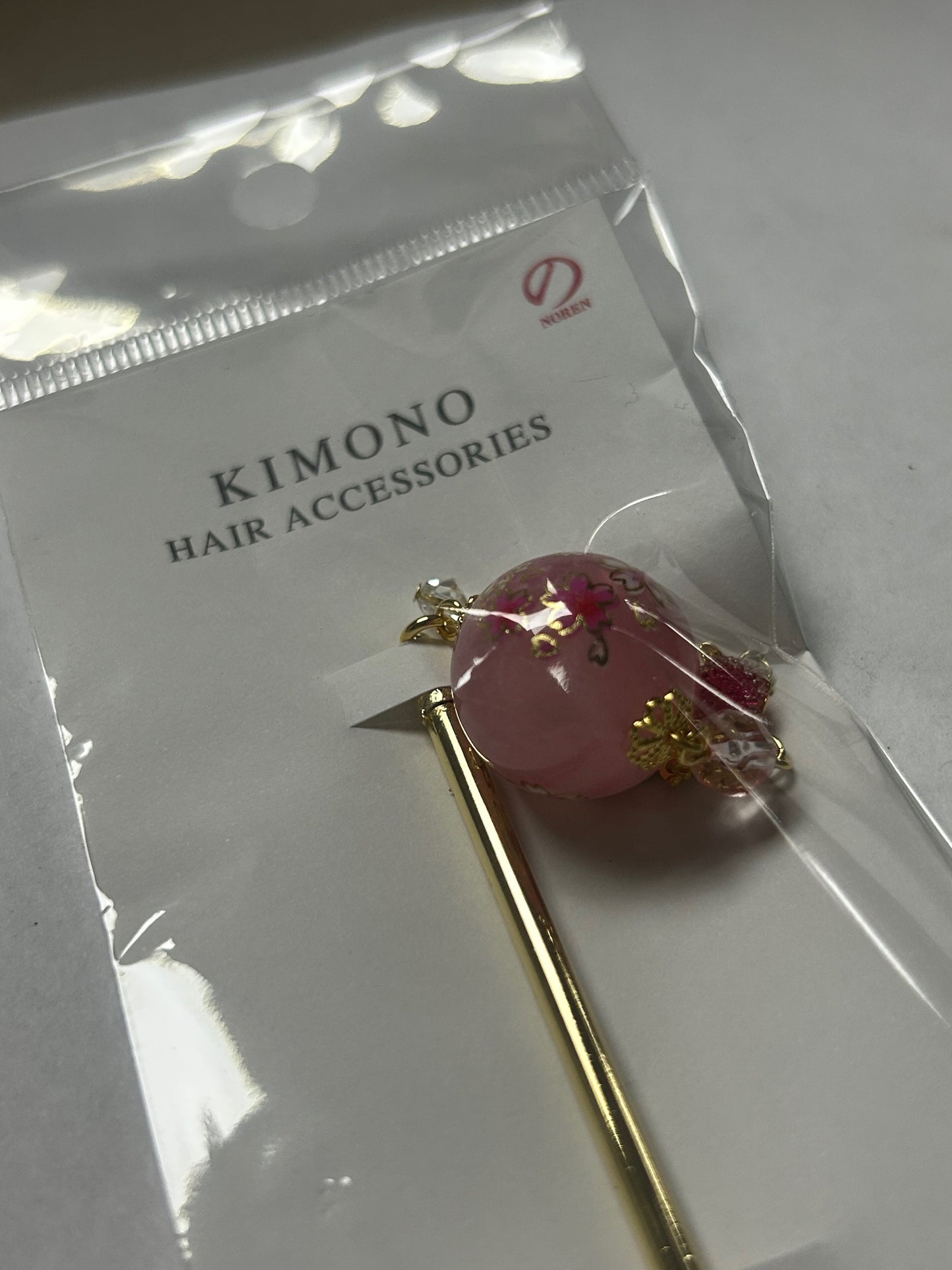 Noren Hair Pin, Bubble Ball, Hair Accessory Peach