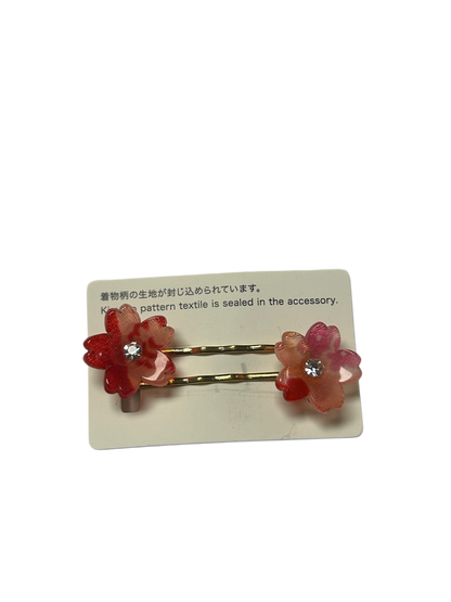 Set of 2 Hair Accessories Acrylic Hairpin Set Red
