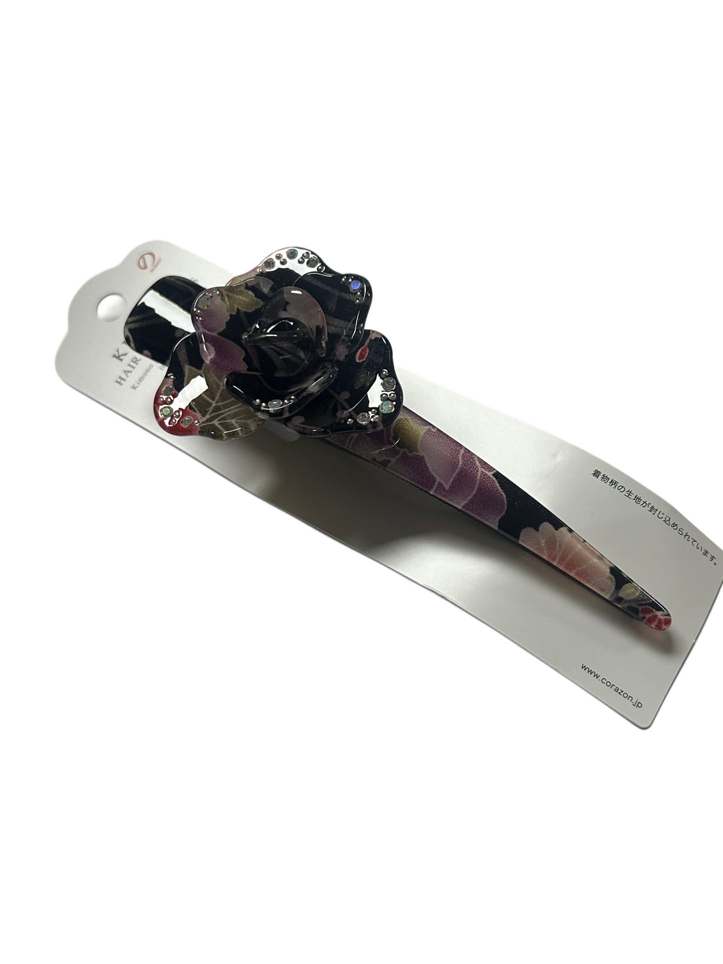 Hair Accessory Acrylic Hair Clip 3-prong Clip Japanese Pattern Flower Black