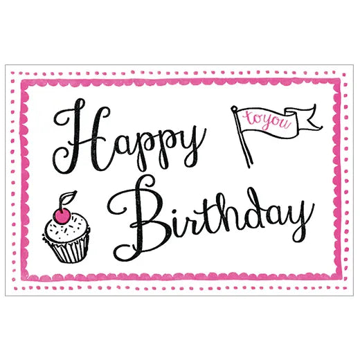 Cotton letterpress card, Birthday Pink MM-99