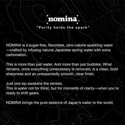 NOMINA Extra Sparkling Spring Water, Unflavored, Premium Japanese Spring Water with Strong Carbonation, Zero Sugar, Zero Calories, Pure Carbonated Seltzer Drinks, Crisp Canned Sparkling Drink, 11.8 fl oz Aluminum Cans, Pack of 12