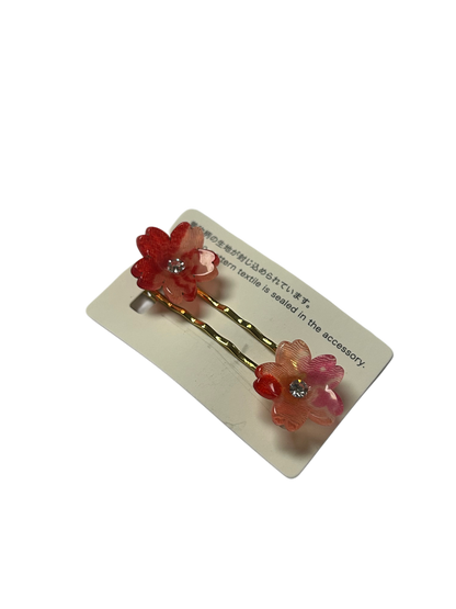 Set of 2 Hair Accessories Acrylic Hairpin Set Red