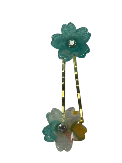 Set of 2 Hair Accessories Acrylic Hairpin Set Blue