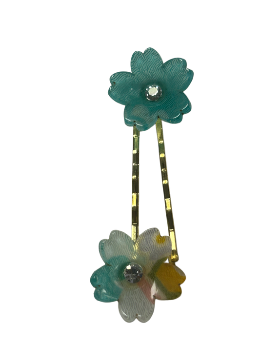 Set of 2 Hair Accessories Acrylic Hairpin Set Blue