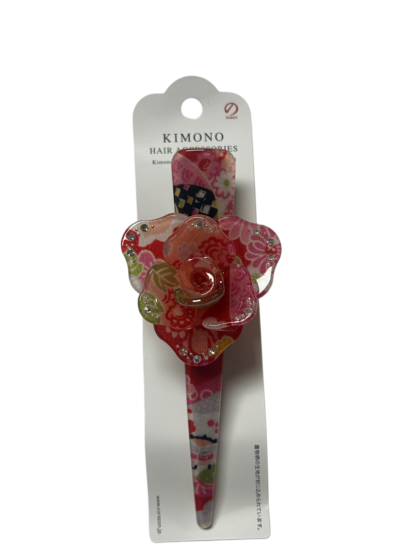 Hair Accessory Acrylic Hair Clip 3-prong Clip Japanese Pattern Flower Red