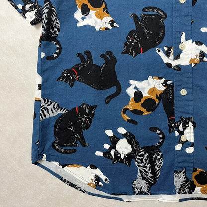 Cat-themed short-sleeved shirt Navy