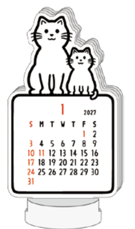 Noritake Die-Cut Calendar - Cat - 2027 Desk Calendar