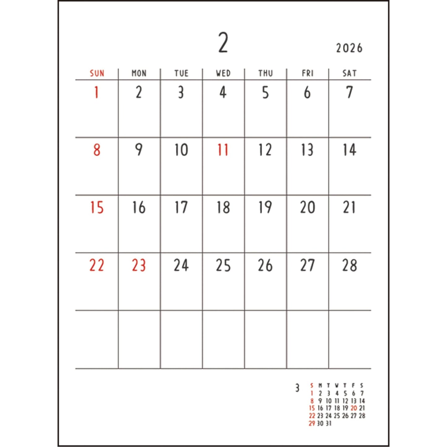2026 Wall Calendar by Noritake