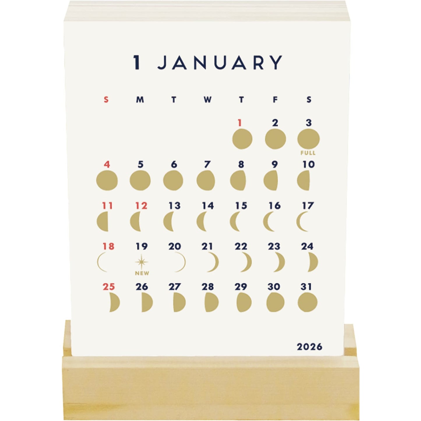 2026 Calendar, Desk Calendar, Letterpress Stand Calendar, MOON