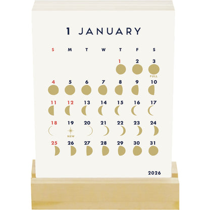 2026 Calendar, Desk Calendar, Letterpress Stand Calendar, MOON