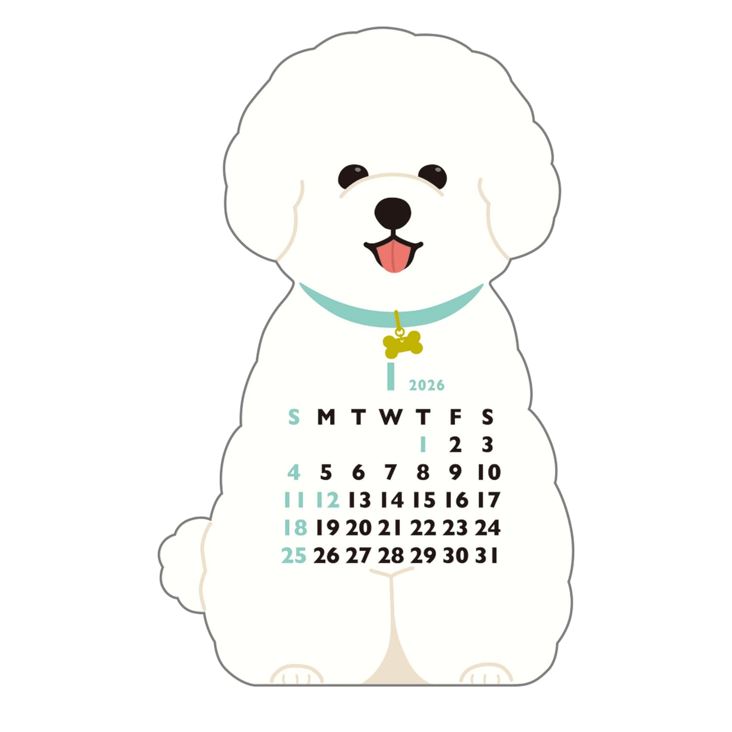 2026 Calendar-Animal Die Cut - MINI BICHON FRISE