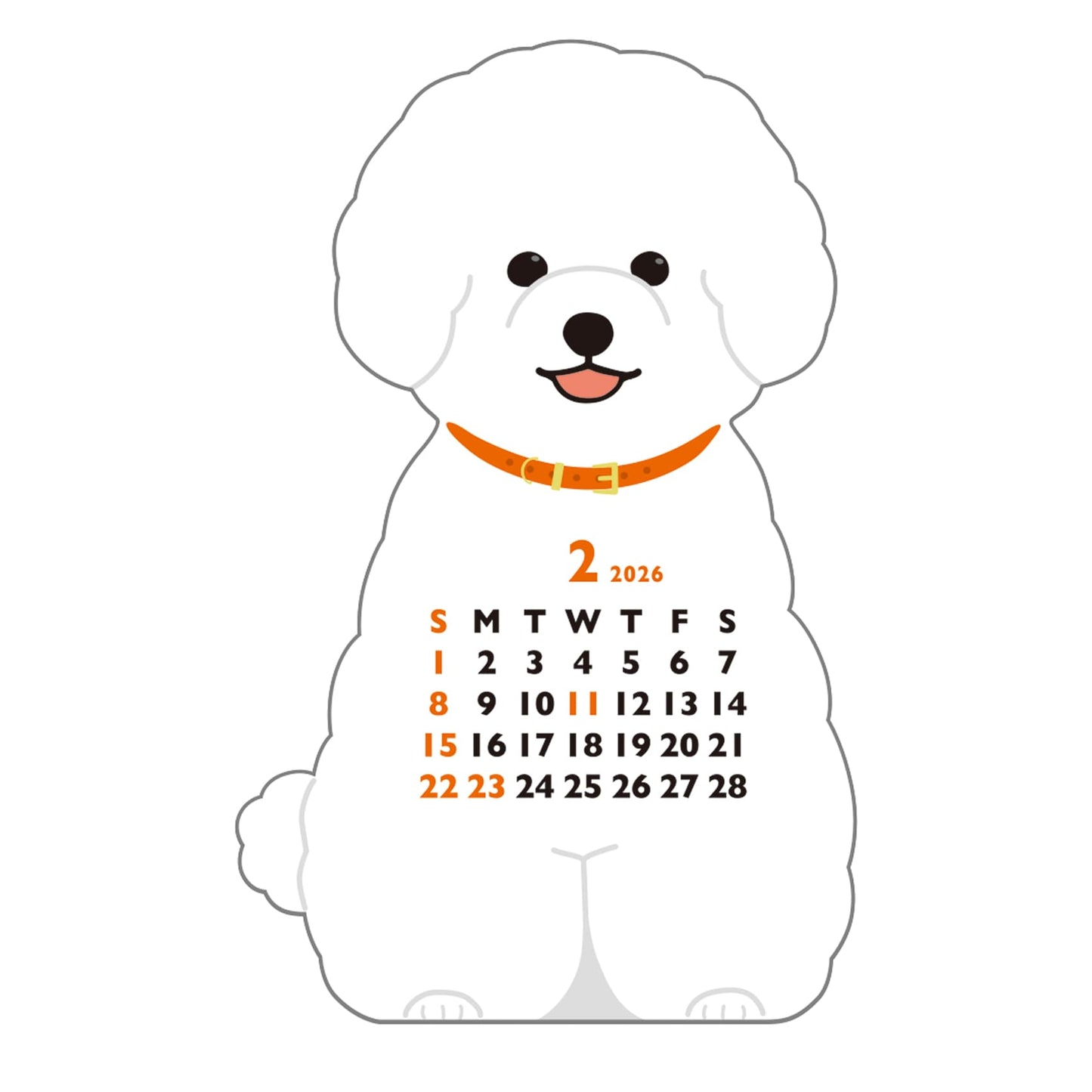 2026 Calendar-Animal Die Cut - MINI BICHON FRISE