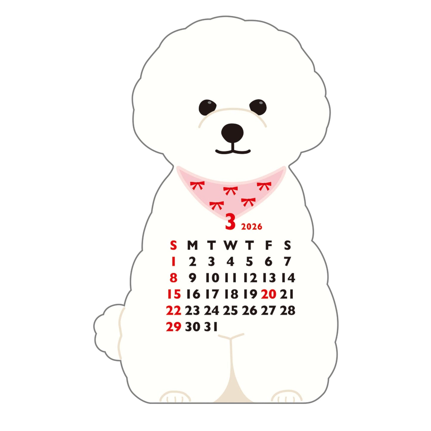 2026 Calendar-Animal Die Cut - MINI BICHON FRISE