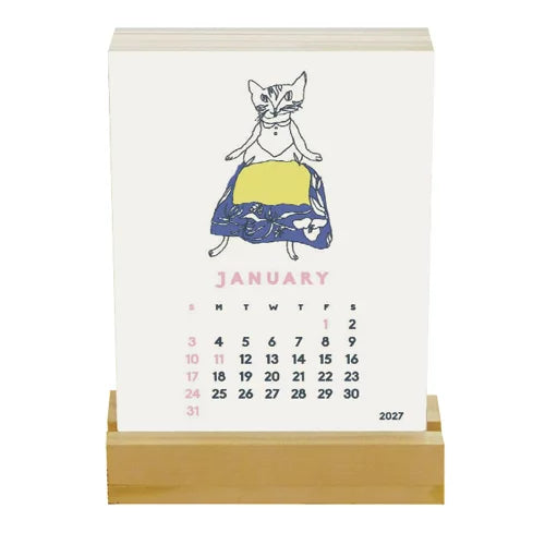 2027 Calendar - Desk Calendar with Letterpress Stand - Shu Shiro
