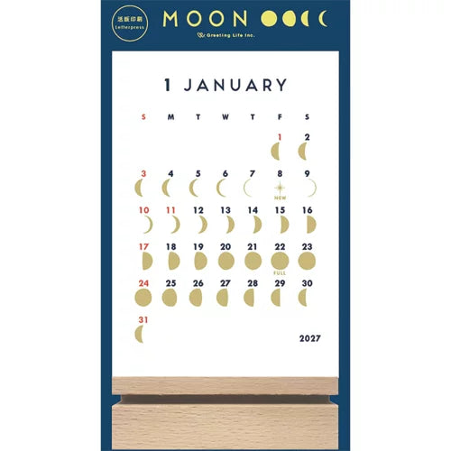 2027 Calendar - Desk Calendar with Letterpress Stand - MOON