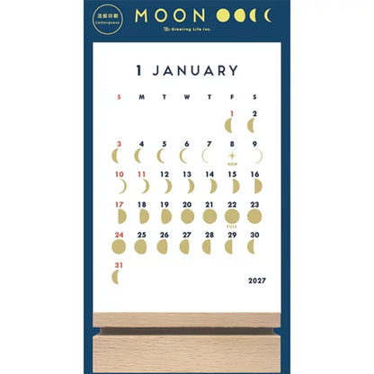 2027 Calendar - Desk Calendar with Letterpress Stand - MOON