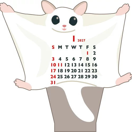 2027 Desk Calendar - Animal Die-Cut Mini - Sugar Glider