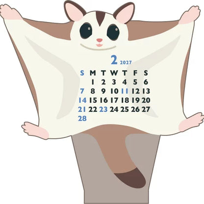 2027 Desk Calendar - Animal Die-Cut Mini - Sugar Glider