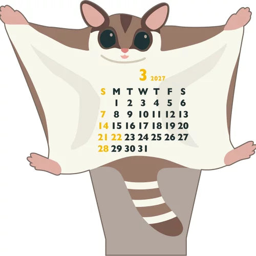 2027 Desk Calendar - Animal Die-Cut Mini - Sugar Glider
