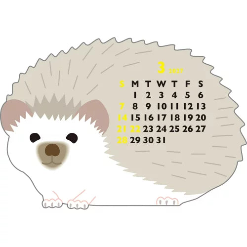 2027 Desk Calendar - Animal Die-Cut Mini - Hedgehog
