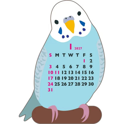 2027 Desk Calendar - Animal Die-Cut Mini - Parakeet