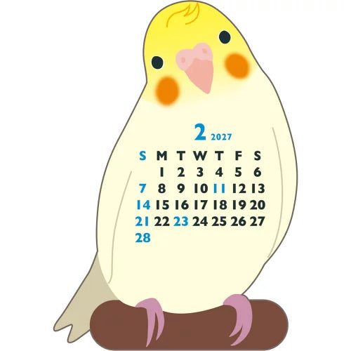 2027 Desk Calendar - Animal Die-Cut Mini - Parakeet