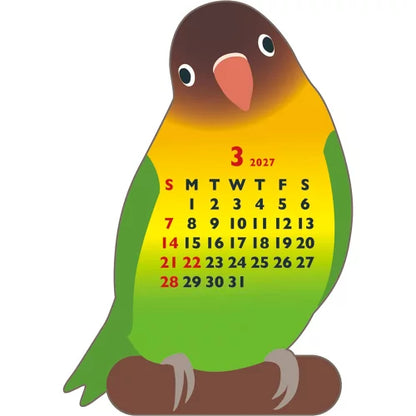 2027 Desk Calendar - Animal Die-Cut Mini - Parakeet