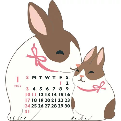 2027 Desk Calendar - Animal Die-Cut Mini - Rabbit
