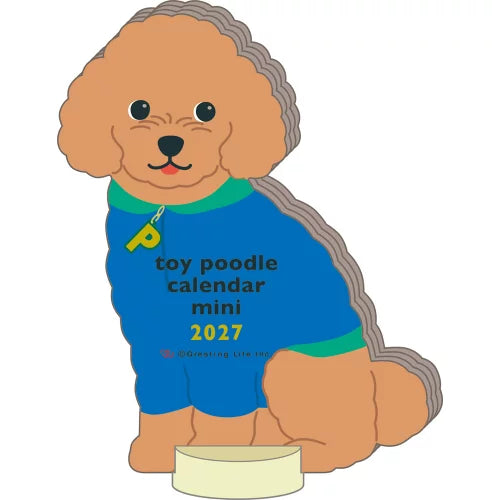2027 Desk Calendar - Animal Die-Cut Mini - Toy Poodle