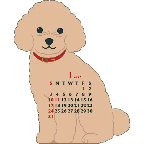 2027 Desk Calendar - Animal Die-Cut Mini - Toy Poodle
