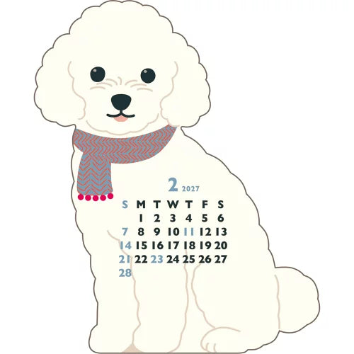2027 Desk Calendar - Animal Die-Cut Mini - Toy Poodle