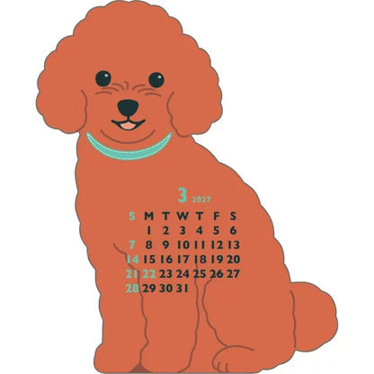 2027 Desk Calendar - Animal Die-Cut Mini - Toy Poodle