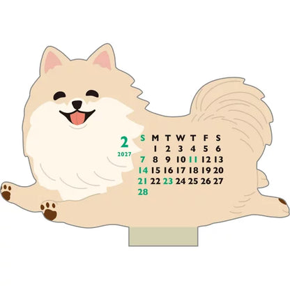 2027 Desk Calendar - Animal Die-Cut Mini - Pomeranian