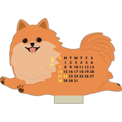 2027 Desk Calendar - Animal Die-Cut Mini - Pomeranian