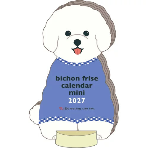 2027 Desk Calendar - Animal Die-Cut Mini - Bichon Frise