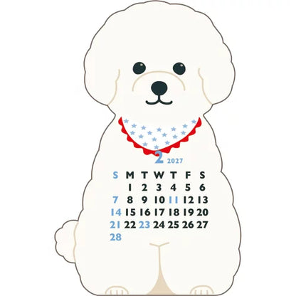 2027 Desk Calendar - Animal Die-Cut Mini - Bichon Frise