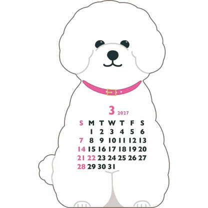 2027 Desk Calendar - Animal Die-Cut Mini - Bichon Frise