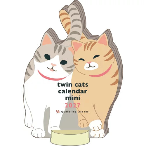 2027 Desk Calendar - Animal Die-Cut Mini - Twin Cats