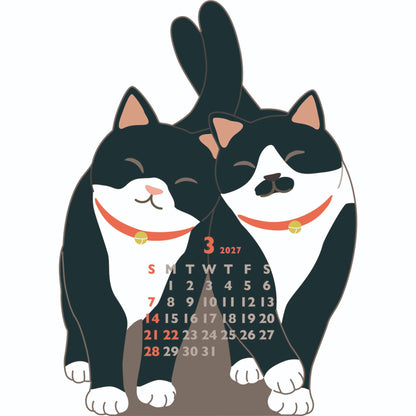2027 Desk Calendar - Animal Die-Cut Mini - Twin Cats