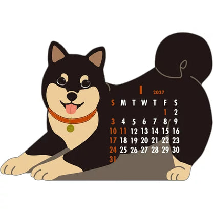 2027 Desk Calendar - Animal Die-Cut - Japanese Dog