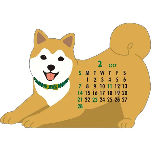 2027 Desk Calendar - Animal Die-Cut - Japanese Dog